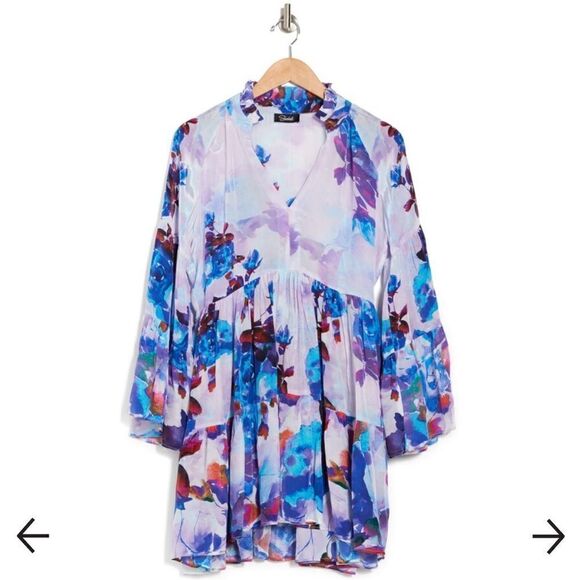 𝅺NWT Shahida Parides Floral Print Blouson Sleeve Dress Size XL - Picture 4 of 15